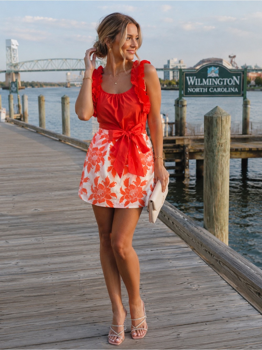 Rye Red Ruffle Strap Tie-Waist Top